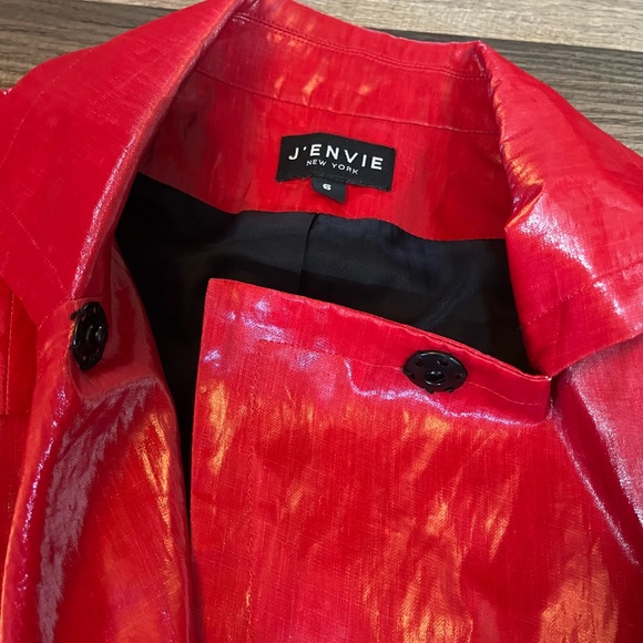 J’Envie Cherry Red Moto Style Jacket Size 6 - Picture 4 of 12